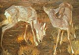 Dusk Canvas Paintings - Deer at Dusk
